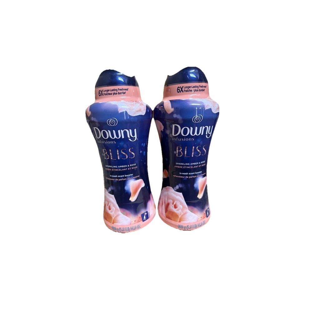 (2) 24 Oz 1.5 Lb Down Infusions Bliss Sparkling Amber & Rose Scent Booster Beads
